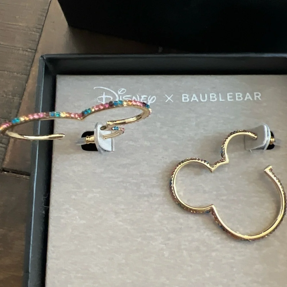 Disney x Baublebar Mickey Mouse Outline Multi Color Rhinestone Earrings NIB!